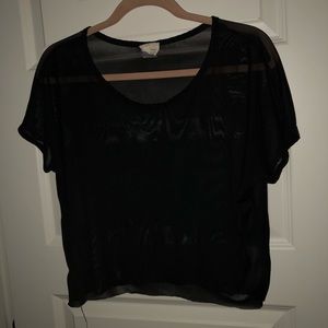 Black mesh crop top